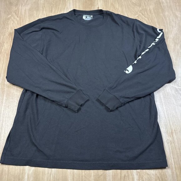 Carhartt Loose Fit Mens Black Long Sleeve Crew Neck T-Shirt Size Large - Picture 1 of 6